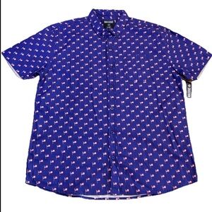 Massive Men’s American Flag Button Down Shirt NWT Size XL Patriotic Navy Blue